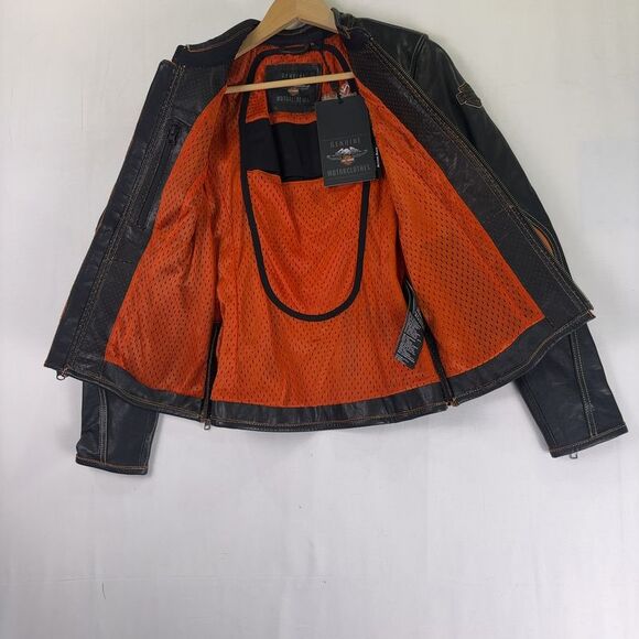 Harley-Davidson Black and Orange Women's Harker Perforated Jacket - Picture 5 of 8